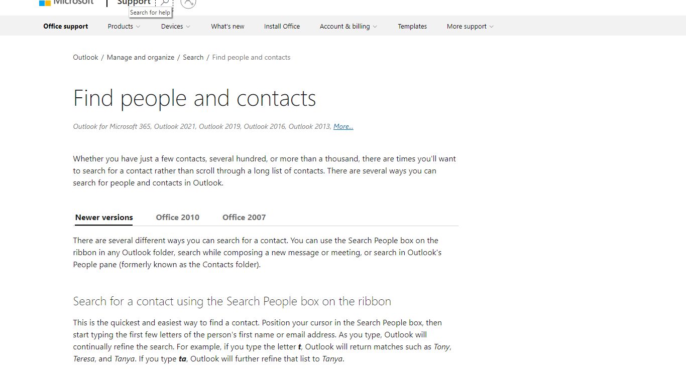 Find people and contacts - support.microsoft.com